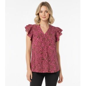 Entro Fuchsia Floral Blouse size large